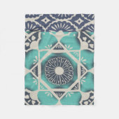 Blue Batik Tile II Fleece Deken (Voorkant)