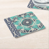 Blue Batik Tile II Kartonnen Onderzetters (Schuin)