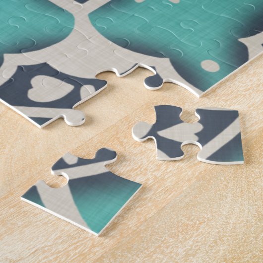 Blue Batik Tile II Legpuzzel (Zijkant)