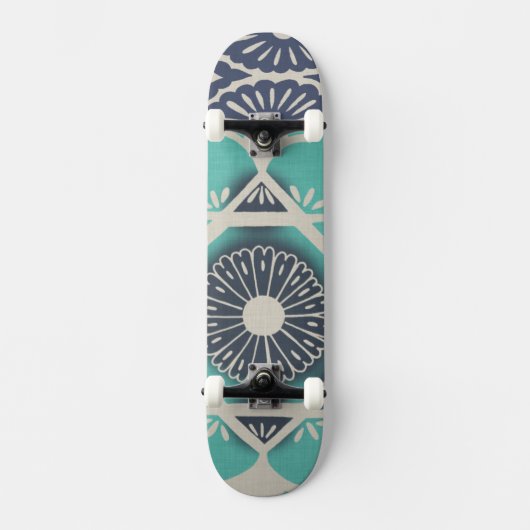 Blue Batik Tile II Persoonlijk Skateboard (Voorkant)