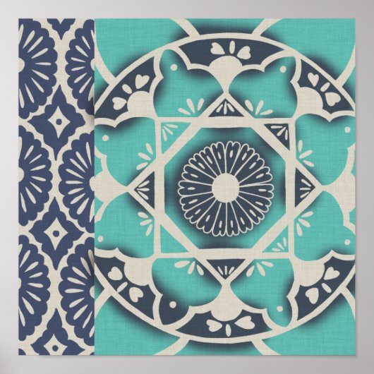 Blue Batik Tile II Poster (Voorkant)