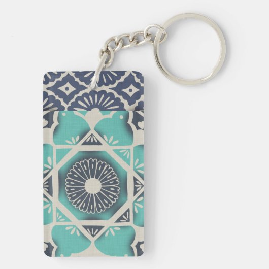 Blue Batik Tile II Sleutelhanger (achterkant)