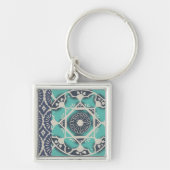 Blue Batik Tile II Sleutelhanger (Voorkant)
