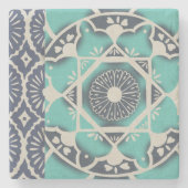 Blue Batik Tile II Stenen Onderzetter (Voorkant)