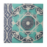 Blue Batik Tile II Tegeltje<br><div class="desc">Floral</div>