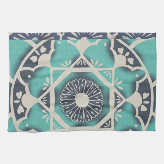 Blue Batik Tile II Theedoek (Horizontaal)