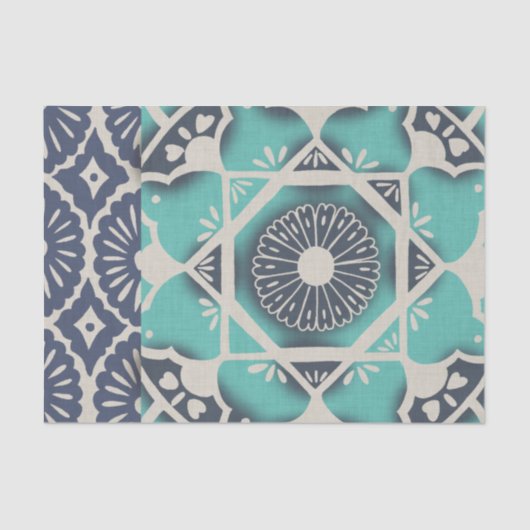 Blue Batik Tile II Tissuepapier (Voorkant)