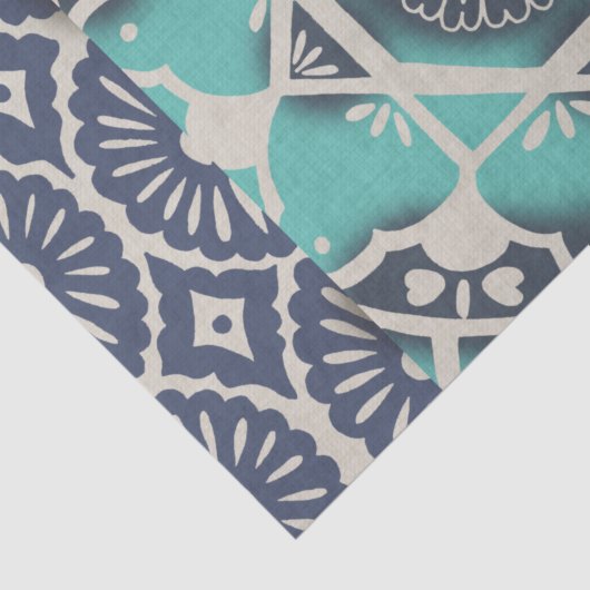 Blue Batik Tile II Tissuepapier (Detail)