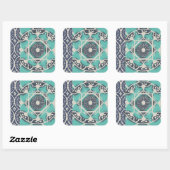 Blue Batik Tile II Vierkante Sticker (Vel)