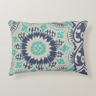 Blue Batik Tile III Accent Kussen