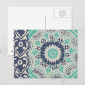 Blue Batik Tile III Briefkaart (Voorkant / Achterkant)