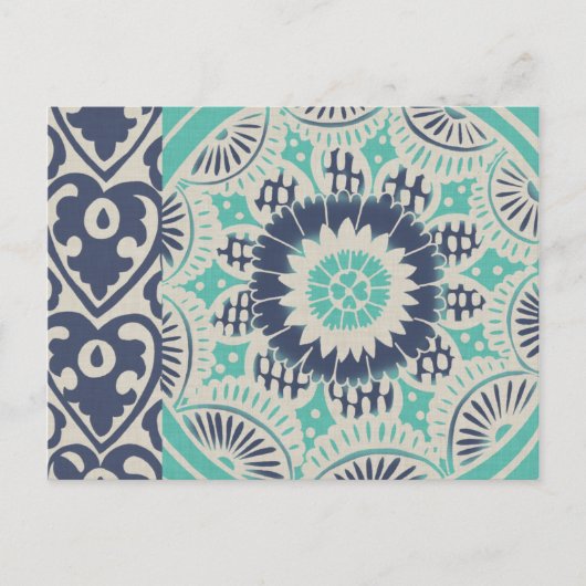 Blue Batik Tile III Briefkaart (Voorkant)