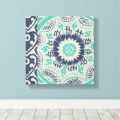 Blue Batik Tile III Canvas Afdruk (Insitu (Houten vloer))