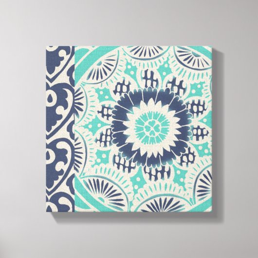 Blue Batik Tile III Canvas Afdruk (Voorkant)
