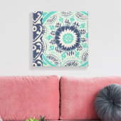 Blue Batik Tile III Canvas Afdruk (Insitu (Woonkamer))