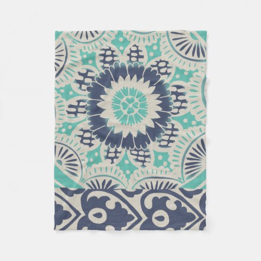 Blue Batik Tile III Fleece Deken (Voorkant)