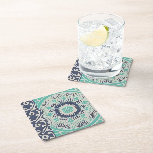 Blue Batik Tile III Kartonnen Onderzetters (Insitu)