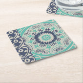 Blue Batik Tile III Kartonnen Onderzetters (Schuin)