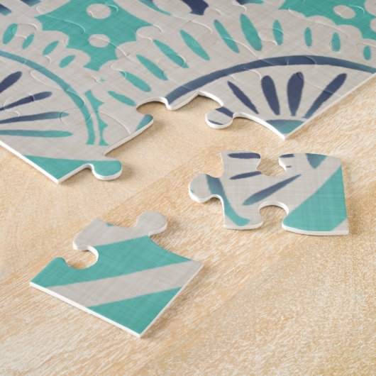 Blue Batik Tile III Legpuzzel (Zijkant)