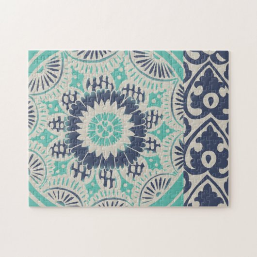 Blue Batik Tile III Legpuzzel (Horizontaal)