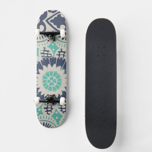 Blue Batik Tile III Persoonlijk Skateboard (Voorkant)
