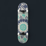 Blue Batik Tile III Persoonlijk Skateboard<br><div class="desc">Floral</div>