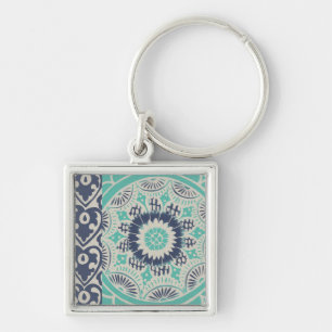 Blue Batik Tile III Sleutelhanger