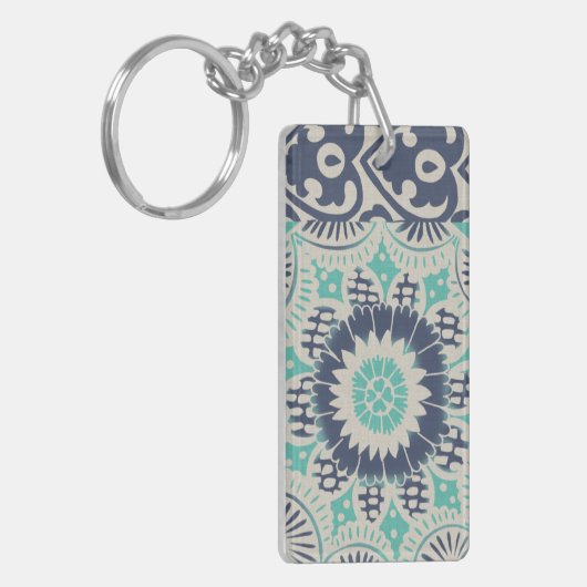 Blue Batik Tile III Sleutelhanger (Voorkant Links)