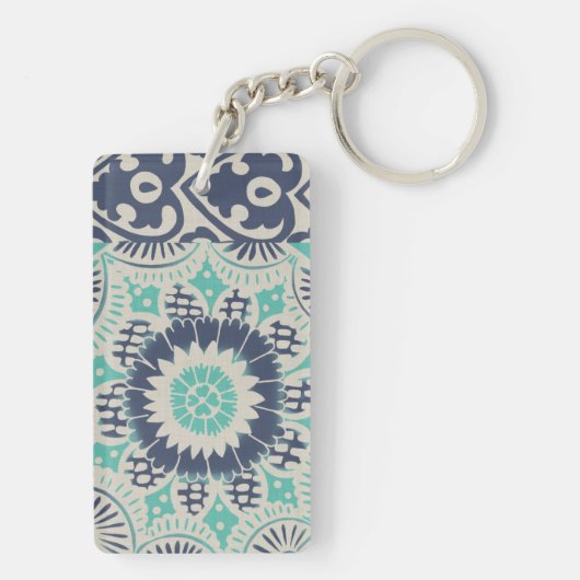Blue Batik Tile III Sleutelhanger (achterkant)