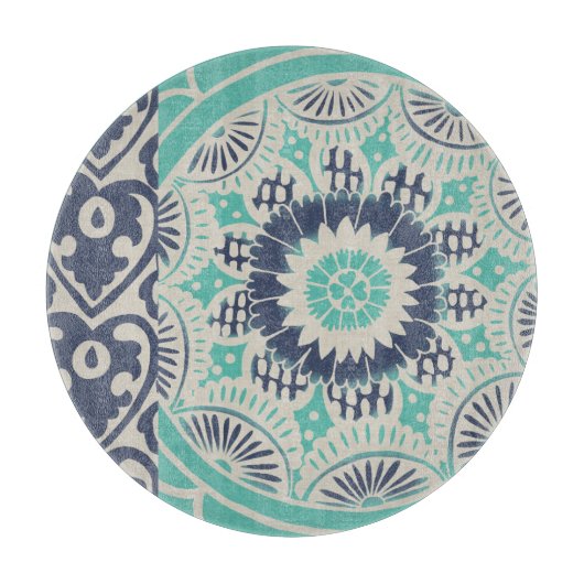 Blue Batik Tile III Snijplank (Voorkant)