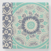 Blue Batik Tile III Stenen Onderzetter (Voorkant)
