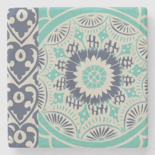 Blue Batik Tile III Stenen Onderzetter