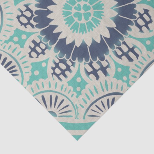 Blue Batik Tile III Tissuepapier (Detail)