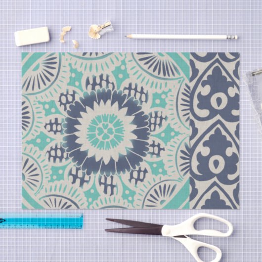 Blue Batik Tile III Tissuepapier (Craft)