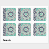 Blue Batik Tile III Vierkante Sticker (Vel)