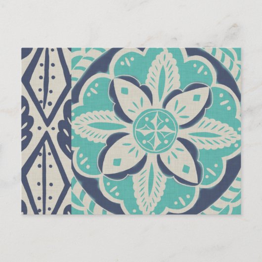 Blue Batik Tile IV Briefkaart (Voorkant)