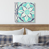 Blue Batik Tile IV Canvas Afdruk (Insitu (Slaapkamer))