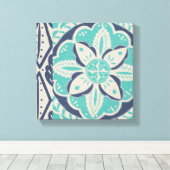 Blue Batik Tile IV Canvas Afdruk (Insitu (Houten vloer))
