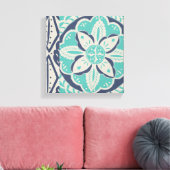 Blue Batik Tile IV Canvas Afdruk (Insitu (Woonkamer))