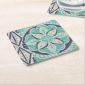 Blue Batik Tile IV Kartonnen Onderzetters (Schuin)