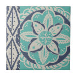 Blue Batik Tile IV Tegeltje<br><div class="desc">Floral</div>