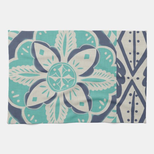 Blue Batik Tile IV Theedoek (Horizontaal)