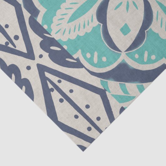 Blue Batik Tile IV Tissuepapier (Detail)