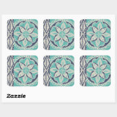 Blue Batik Tile IV Vierkante Sticker (Vel)