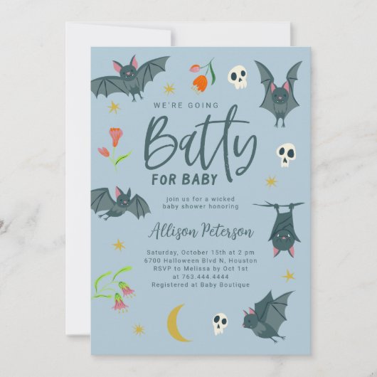 Blue Bats Batty voor Baby shower Kaart (Voorkant)