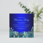 Blue Bauble & Bow kerstparty nodigt uit Kaart (Staand voorkant)