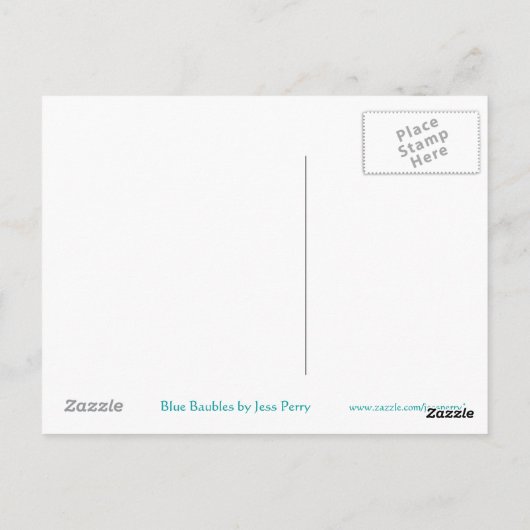 Blue Baubles briefkaart (Achterkant)
