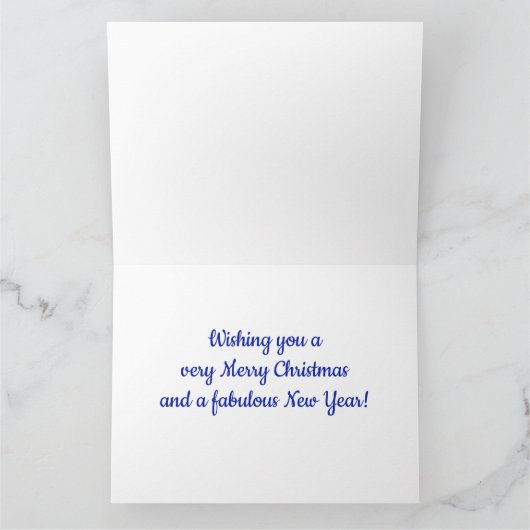 Blue Baubles en Pine Needles Kerstmis Kaart (Binnen)