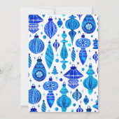 Blue Baubles Kerstdiner Waterverf Kaart (Achterkant)