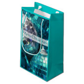 Blue Baubles Merry kerstcadeau kleine kleine tas Klein Cadeauzakje (Achterkant Gekanteld)